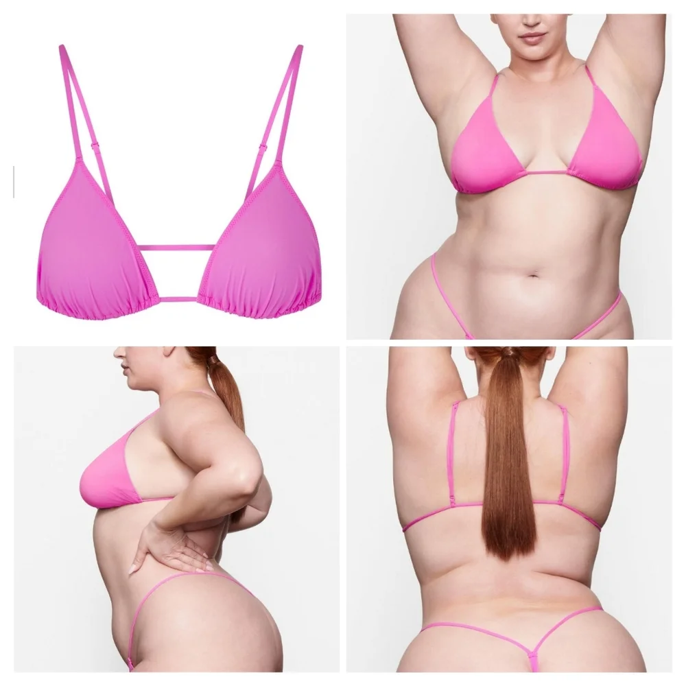 SKIMS Plunge Bras | Womens Micro Cording String Triangle Bra Neon Orchid/ 2X/NWT - Picture 1 of 8